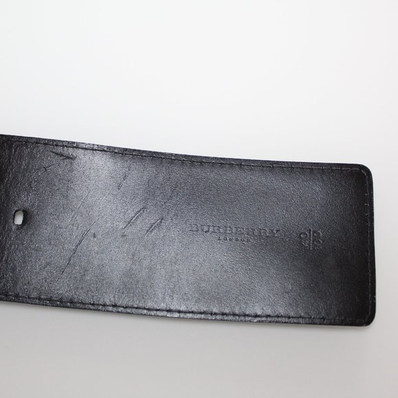 AUTHENTIC BURBERRY BLACK LEATHER WIDE FASHION BELT 40 100 - Picture 6 of 6